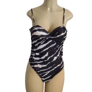 Matte Collection Zebra Print One Piece Swimsuit Size L